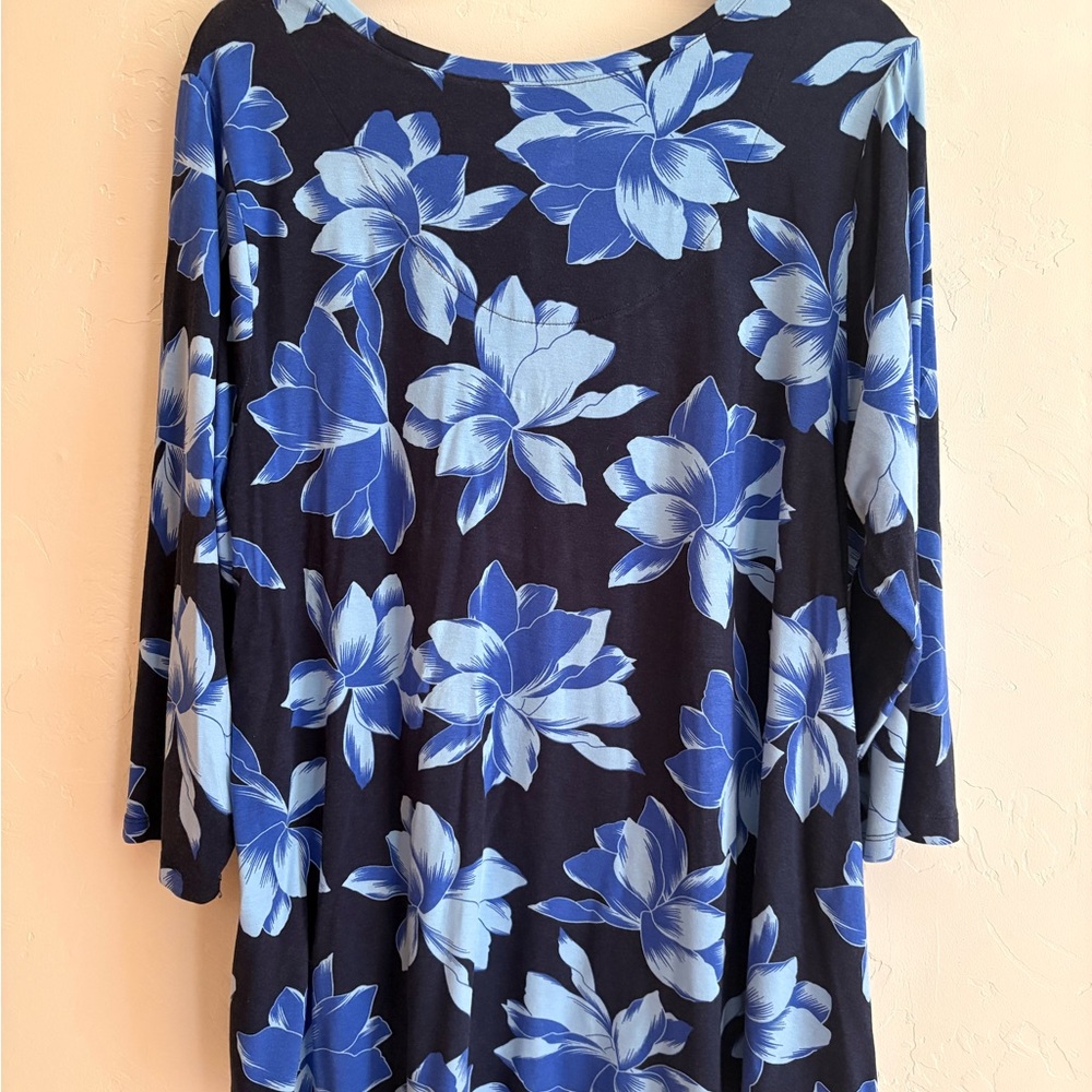 JM Collection Plus Size 2X Stretch Cotton Tunic Top with Relaxed Fit